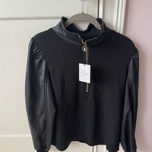 Generation Love Black Faux Leather Sleeve Top